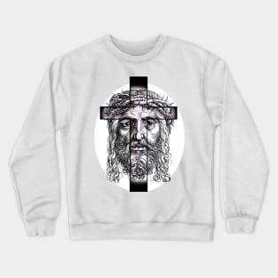 The face of Jesus Christ and the Holy Cross Crewneck Sweatshirt